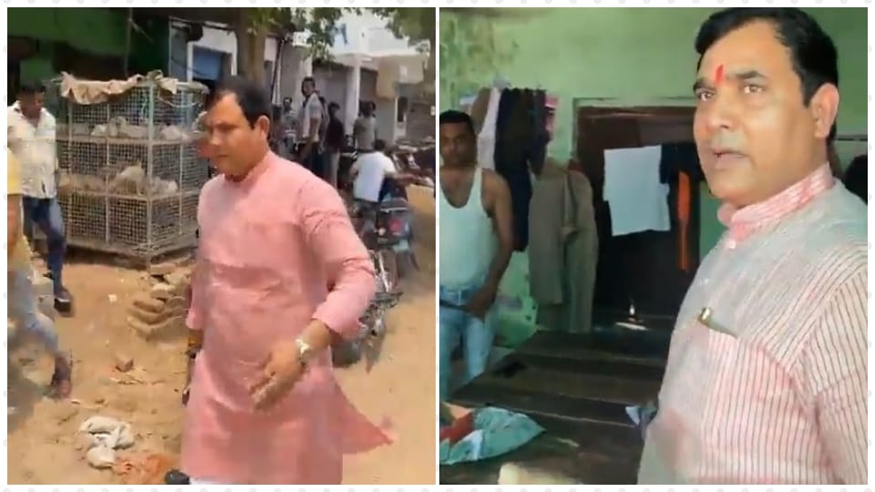Loni MLA Nand Kishore Gurjar reached Sahibabad to close a meat shop said shoot owner if runs