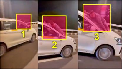 Man on Bonnet of Car Mumbai Airport Parking Dispute Road Rage viral Video driven for 6 km after argument