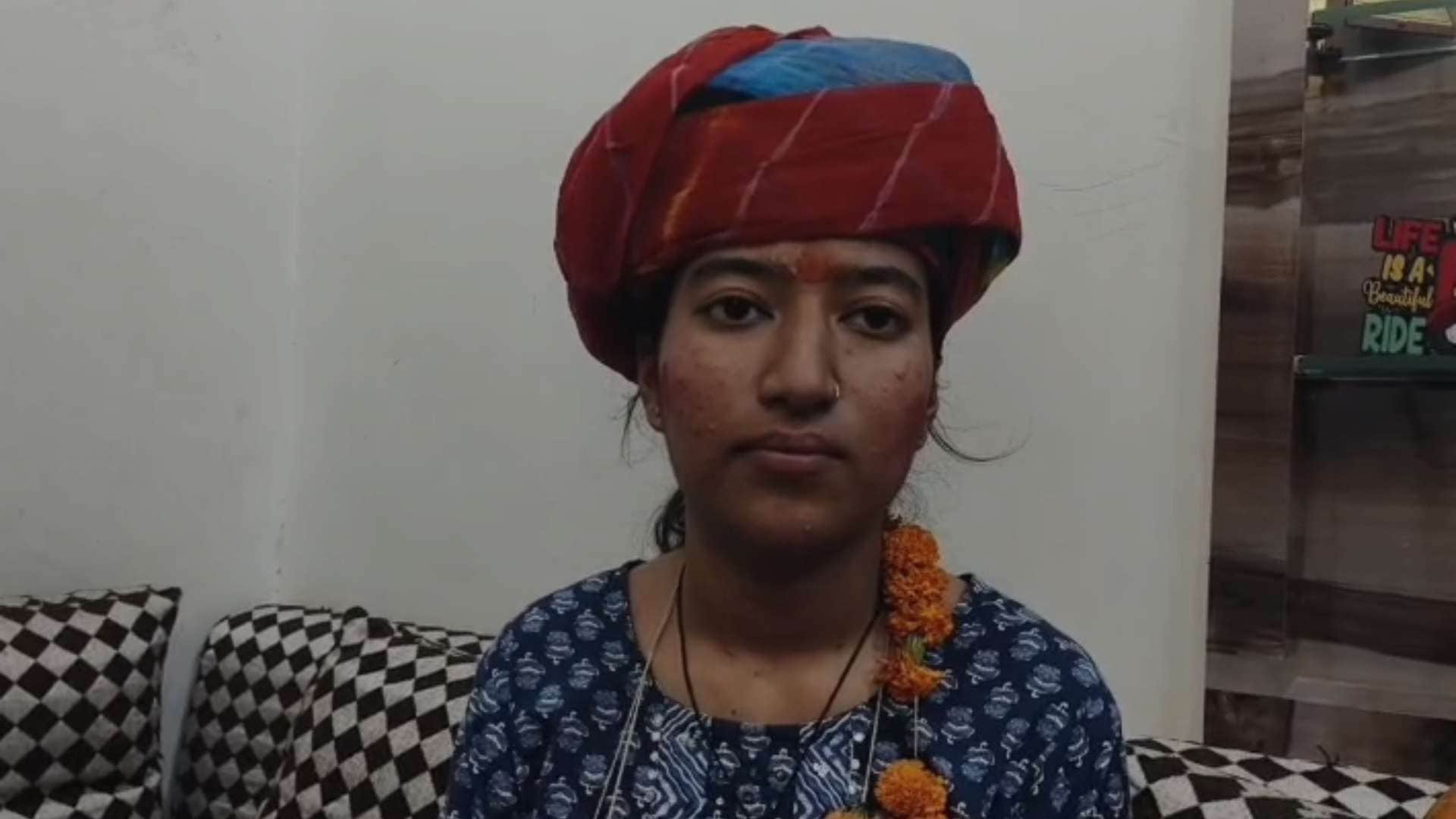 rajasthan news shyamsar girl pooja tops 10th board rss chief congratulates with sweets