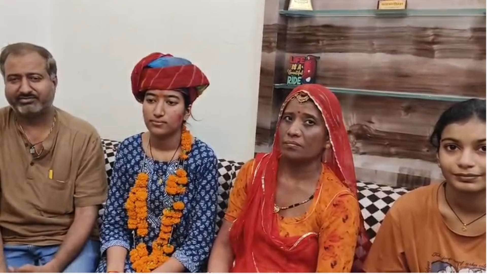 rajasthan news shyamsar girl pooja tops 10th board rss chief congratulates with sweets