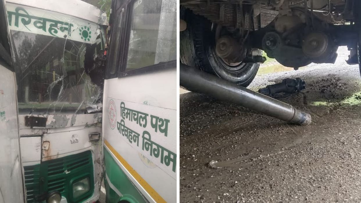 Himachal HRTC In Banigad collided with another bus after brake failure four people were injured