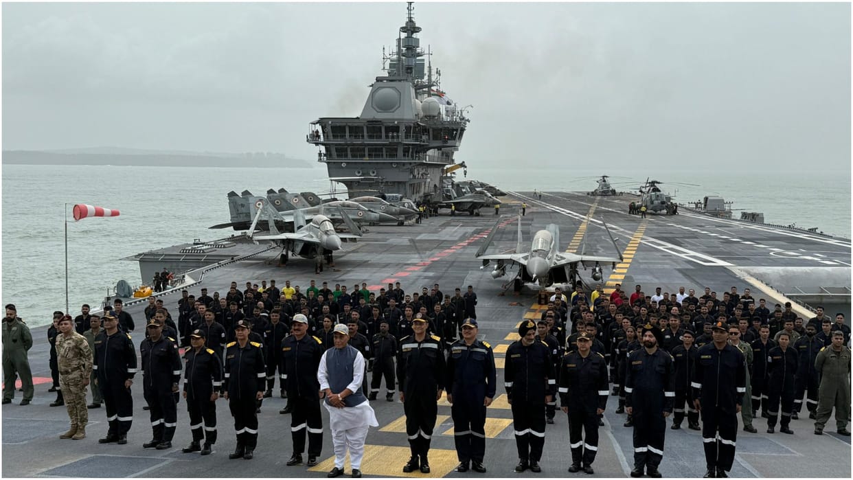 Goa | Defence Minister Rajnath Singh onboard at INS Vikrant Know all about it