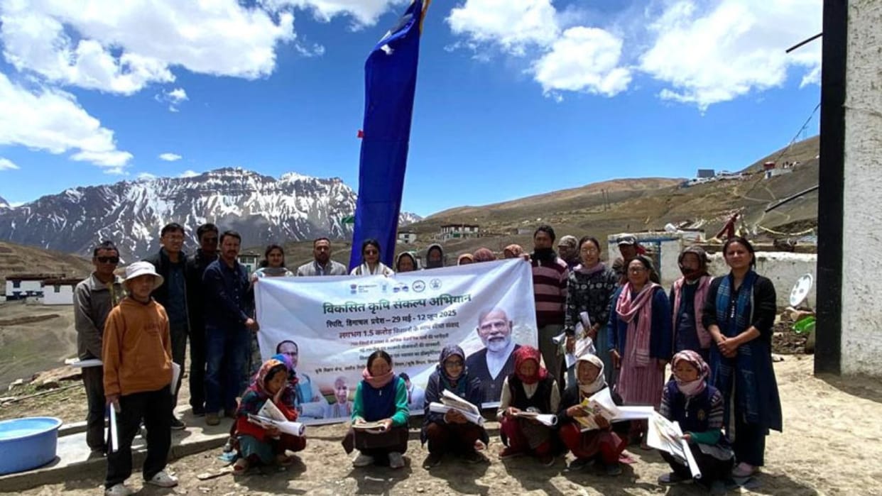 Discussion with the farmers of Tshighang the country highest polling station experts visited the village