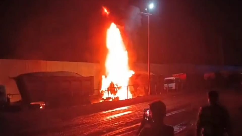 A truck loaded with coal caught fire in SECL Gevra mine
