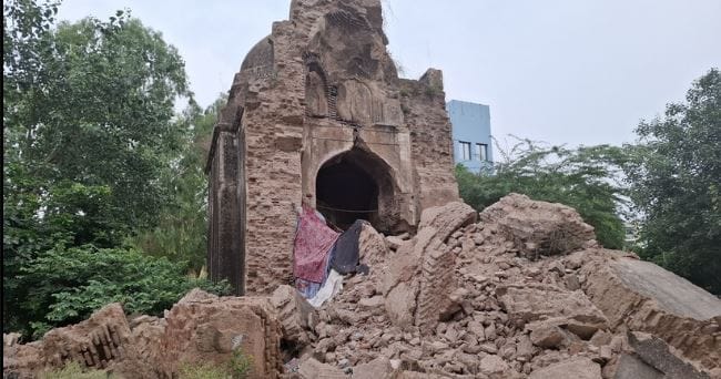 Lodhi period mosque collapsed 300 days ago due to rain