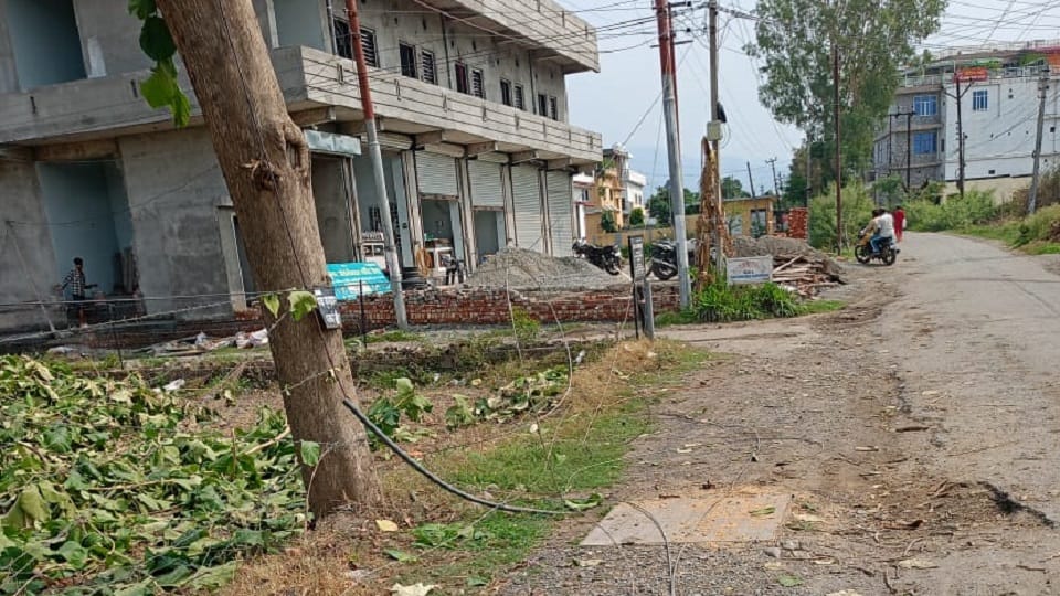 Power lines damaged by storm in haldwani
