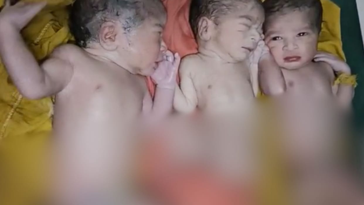 Curiosity of birth of three newborns health department team enquired about the condition of children, girl ch