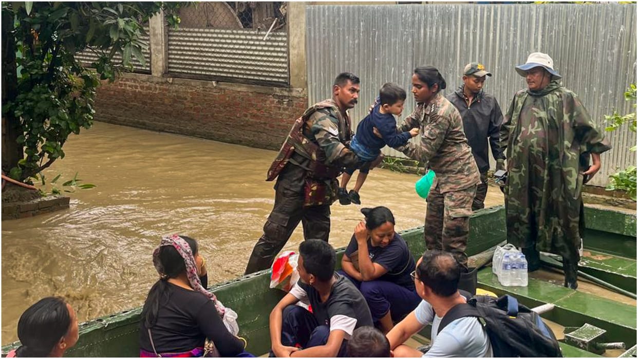 assam flood situation improves Helicopter arranged for evacuation of stranded locals landslide-hit Sikkim