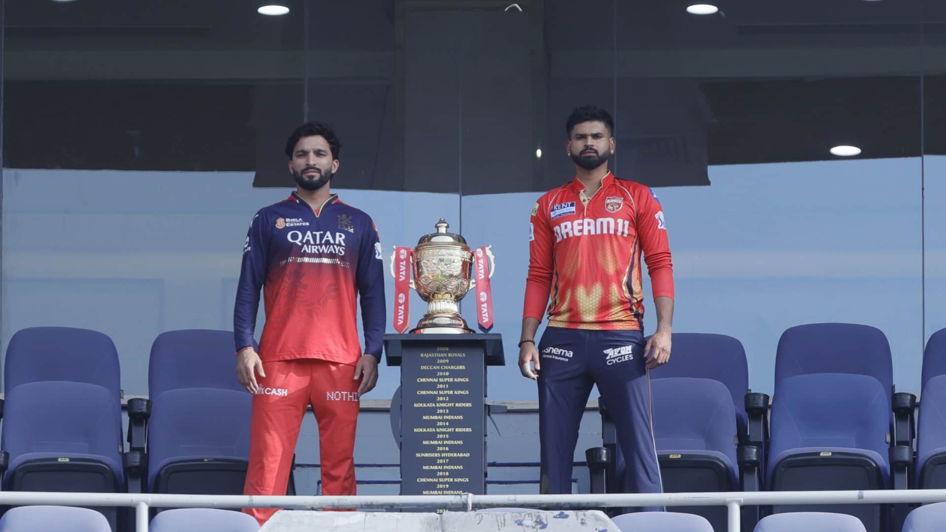 ipl 2025 pbks vs rcb shreyas iyer rajat patidar captains meet at narendra modi stadium ahmedabad see pictures