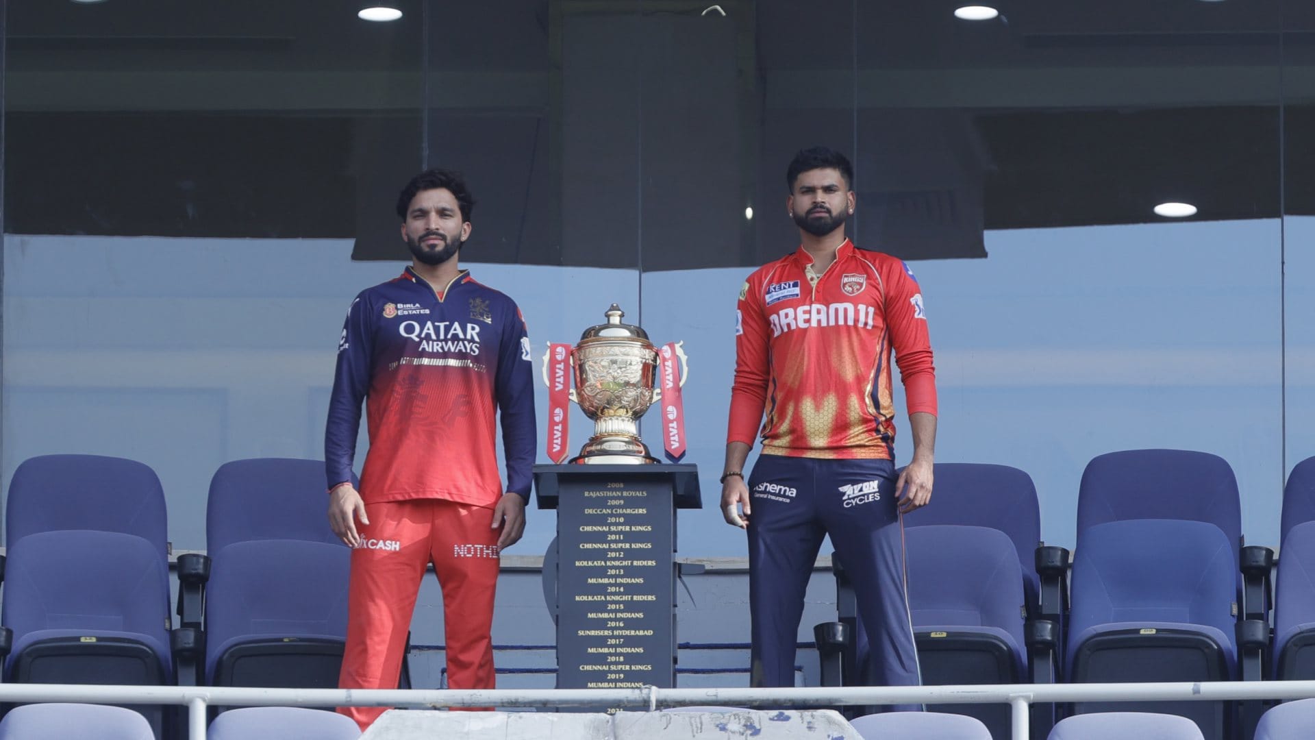 ipl 2025 pbks vs rcb shreyas iyer rajat patidar captains meet at narendra modi stadium ahmedabad see pictures
