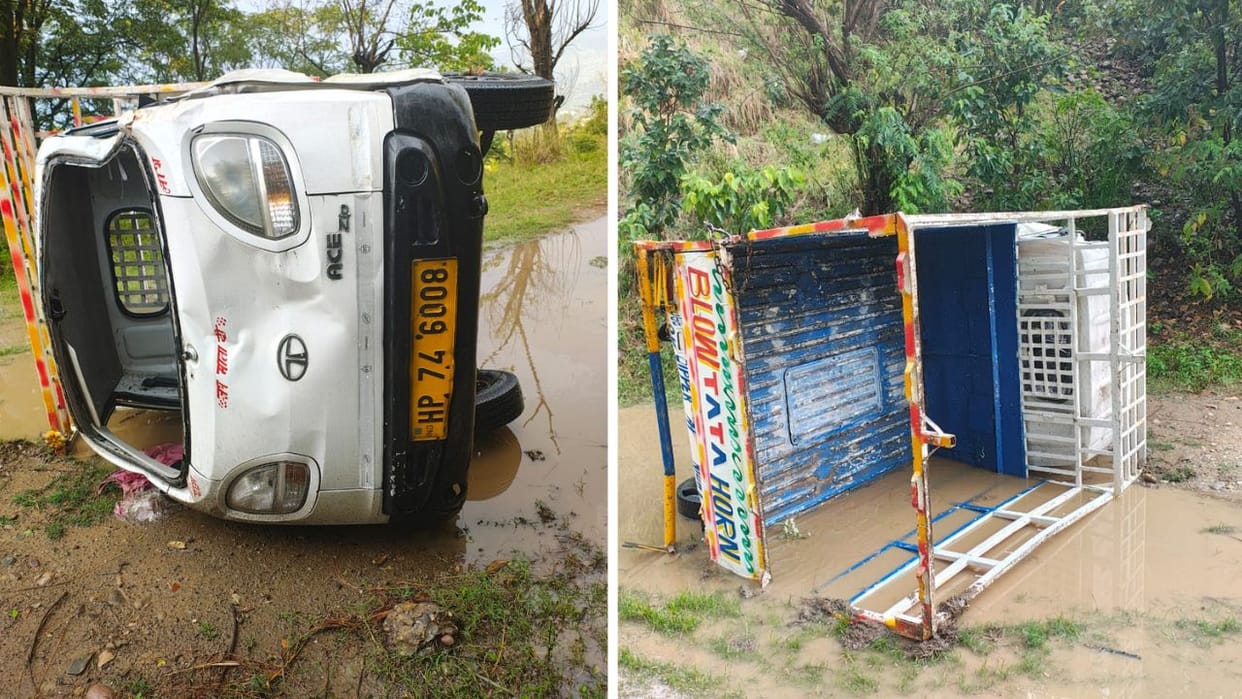 Hamirpur Accident on Bhota to Jahu via Ladrour road auto tempo fell into 300 feet deep ditch driver died