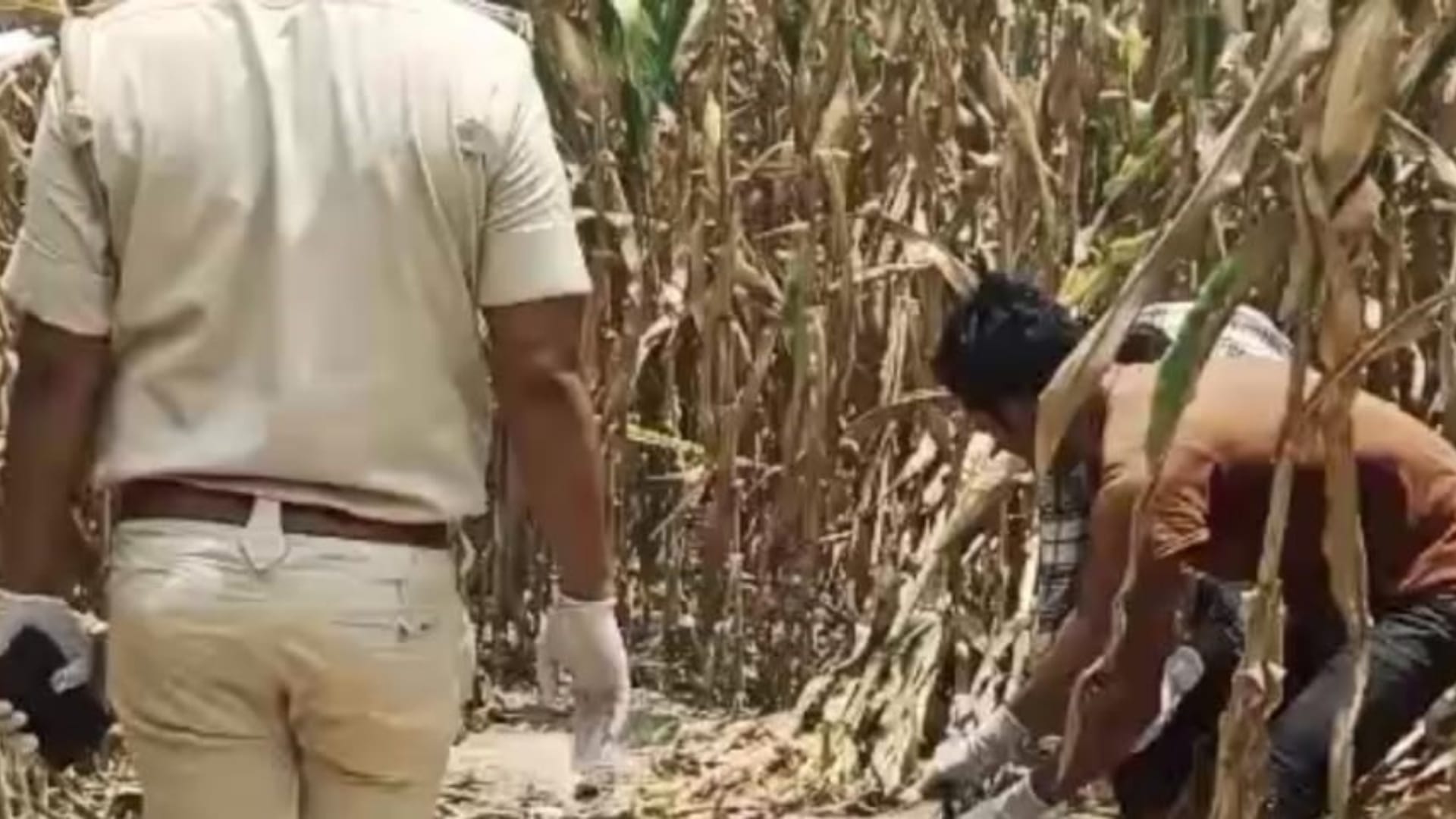 घटनास्थल पर जांच करती पुलिस