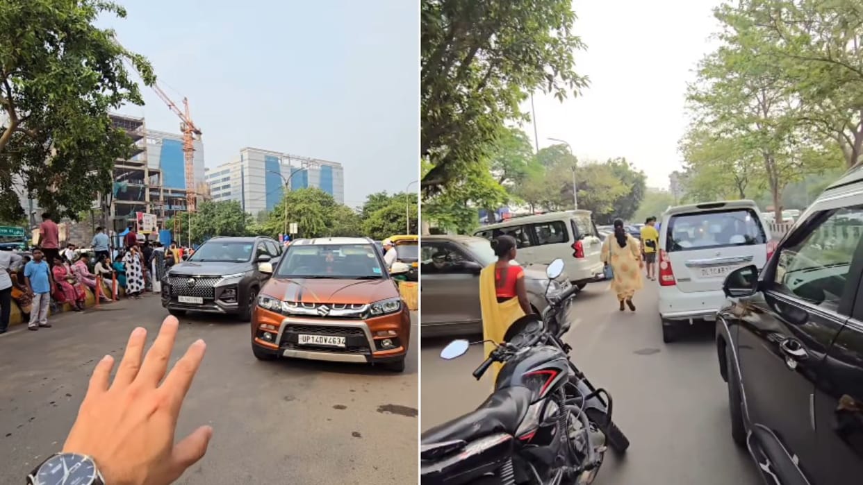 car owners park cars in middle of road in noida in front of examination centre to save parking charge viral vi