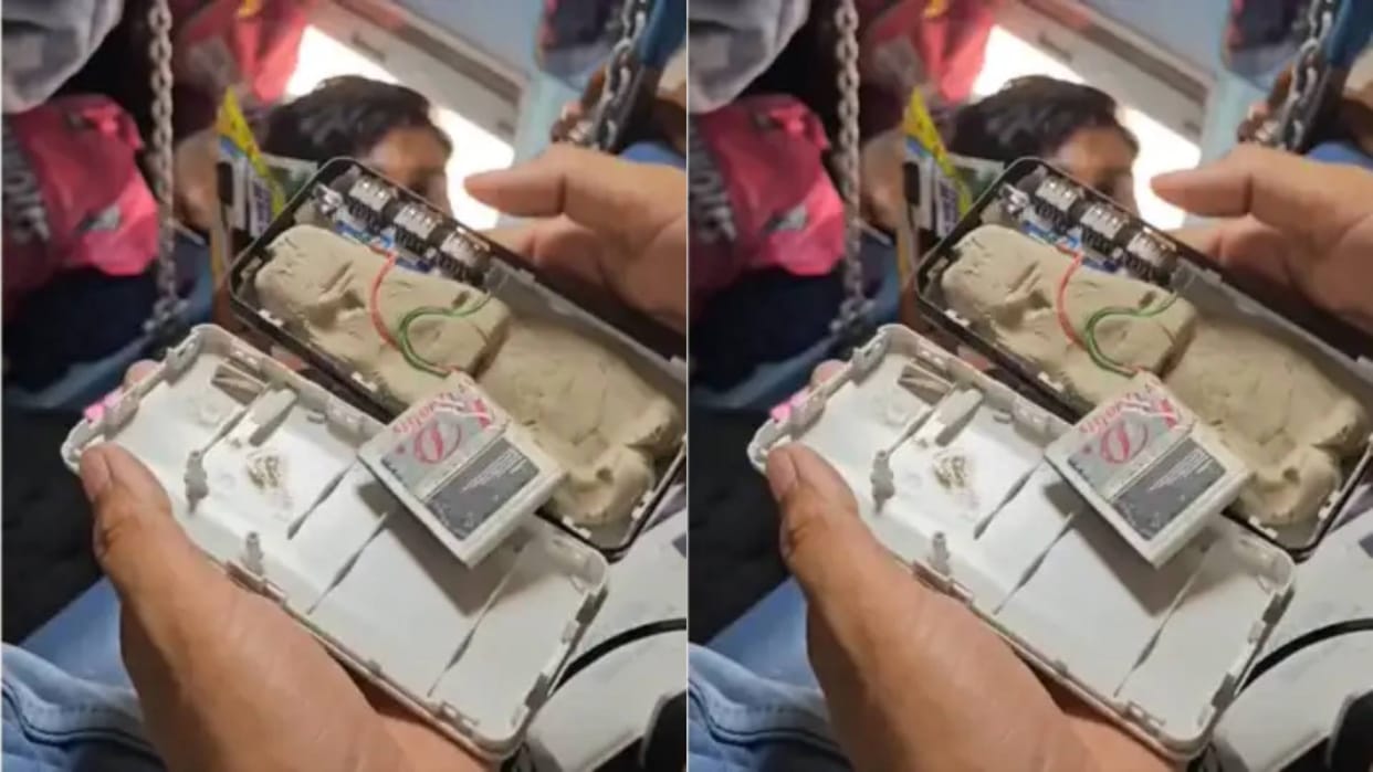 A man was selling a power bank for Rs 500 in a train when he opened it mud was found inside Video Viral