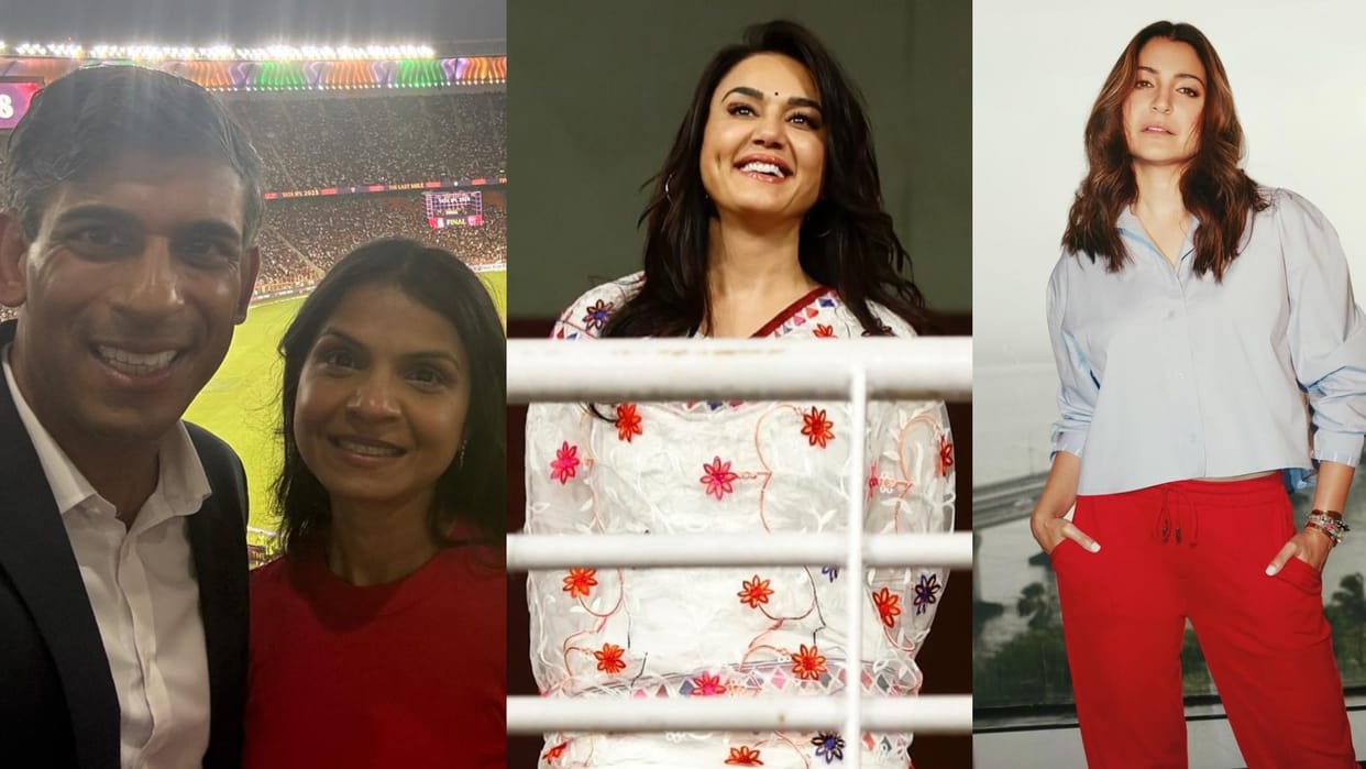 IPL 2025 Final PBKS vs RCB Celebs in Narendra Modi Stadium Photos Preity Zinta Anushka Sharma Rj Mahvash