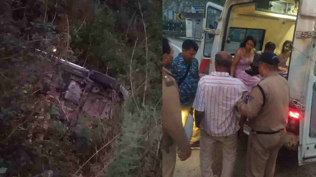 Chardham Yatri Major accident in Karnaprayag Chamoli Car fell 30 meters below the road five people injured