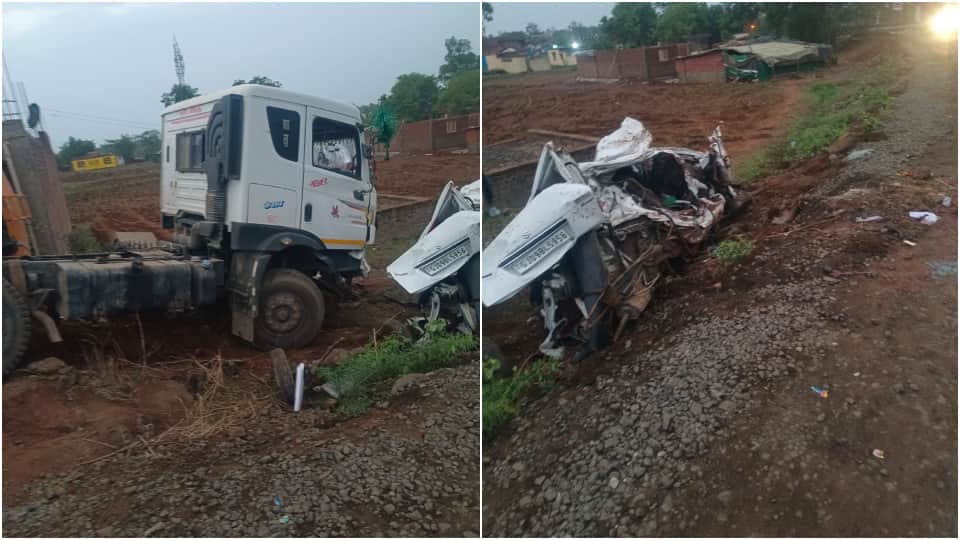 MP Accident News Truck Overturns On Car In Jhabua Nine Killed News in Hindi