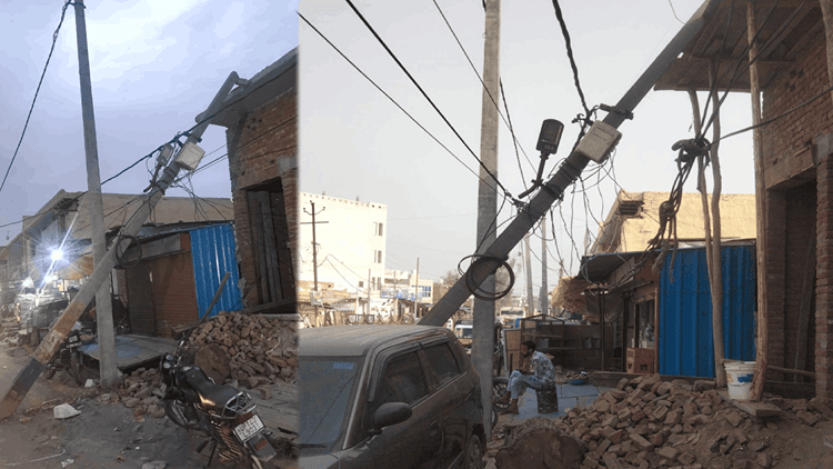 Electric Pole Fell On House Under Construction One And A Half Months ...