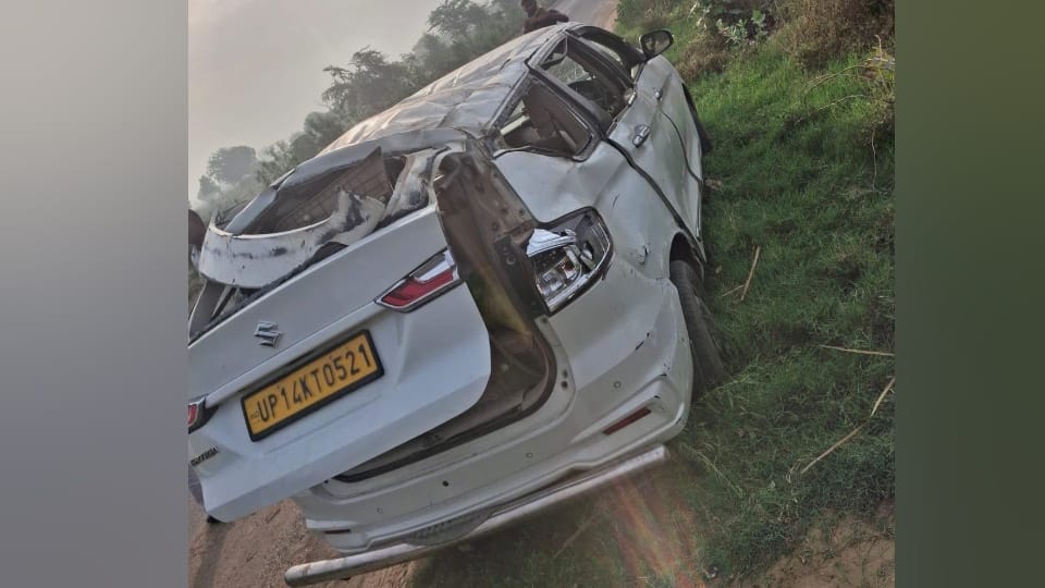 UP Road Accident Truck hit a car Many people died who returning from a wedding nine were injured
