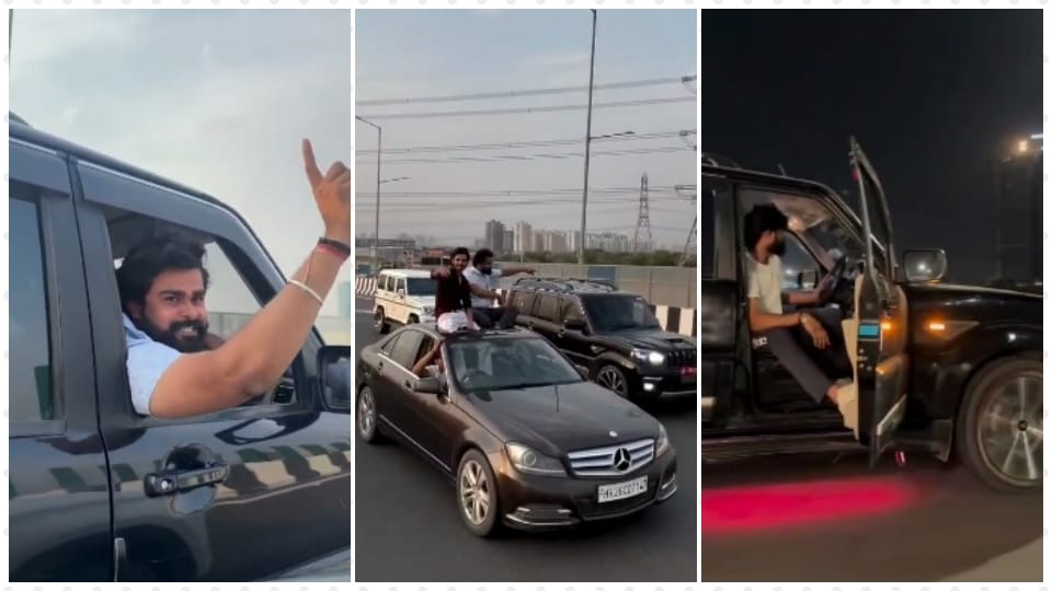 man opening car door and performing stunts youths danced on car roof