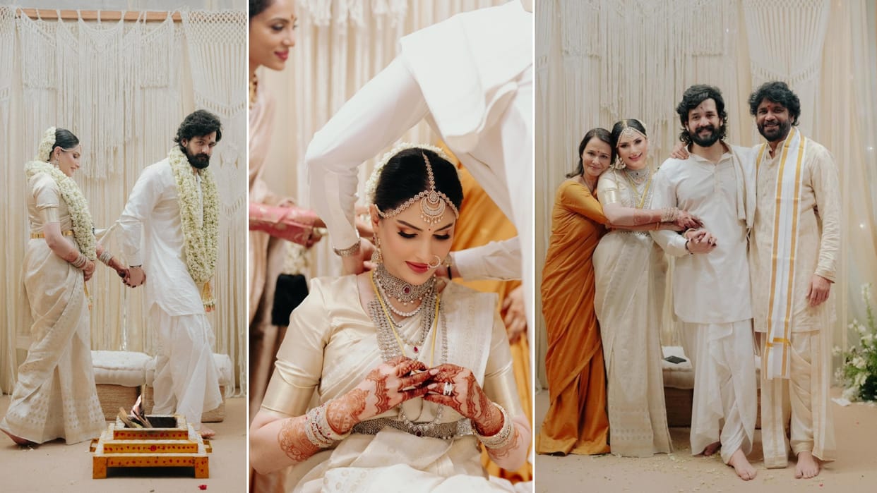 Nagarjuna Akkineni shares pictures of son Akhil Akkineni wedding to Zainab Ravdjee
