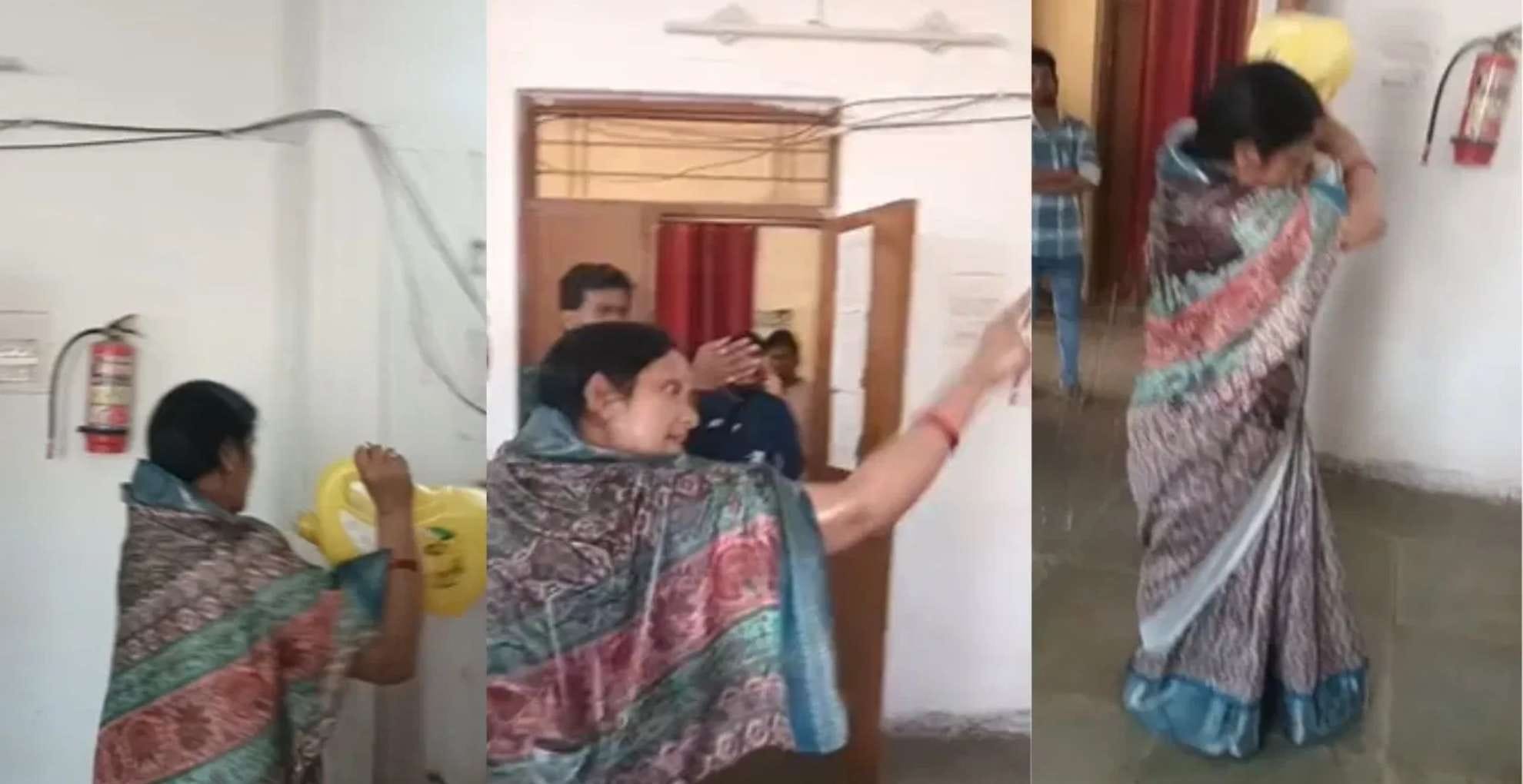 पूर्व कांग्रेस विधायक की पत्नी ने खुद पर डाला केरोसिन तेल.