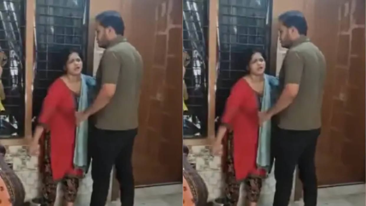 Wife Catches Husband Red Handed With Girlfriend in Meerut Flat Video Goes Viral see netizens reaction