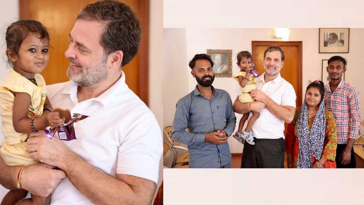 Saloon owner Mithun of lalganj meets to Rahul Gandhi.
