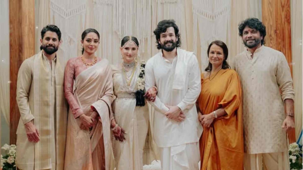 Naga Chaitanya shares family photos from brother akhil Akkineni and Zainab Wedding Actor hairstyle goes viral
