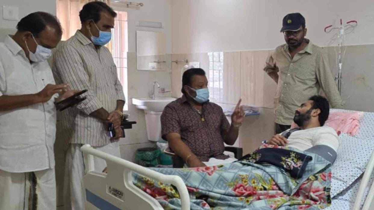 Union Minister Suresh Gopi met actor Shine Tom Chacko at a private hospital in Thrissur