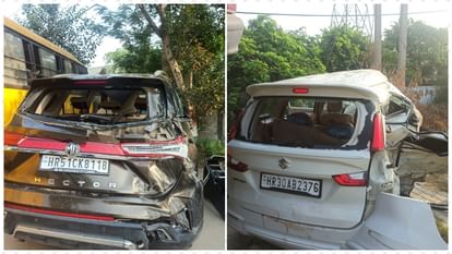 road accident in Faridabad two vehicles collided three dead two seriously injured