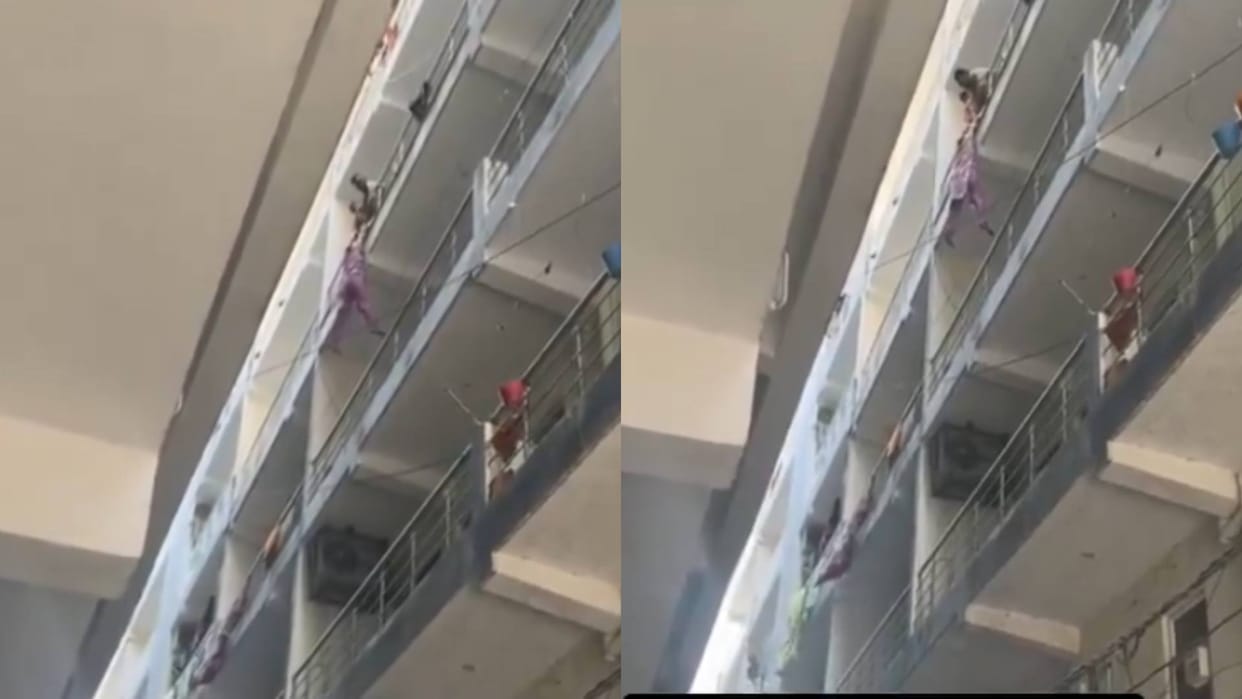 Husband hanged his wife from the railing after a fight horrifying video goes viral on Internet
