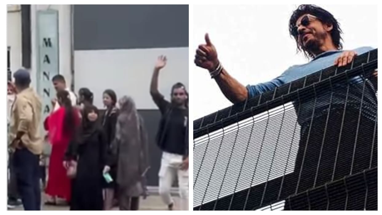 fans gather outside shahrukh khan house mannat for his appearance on eid 2025