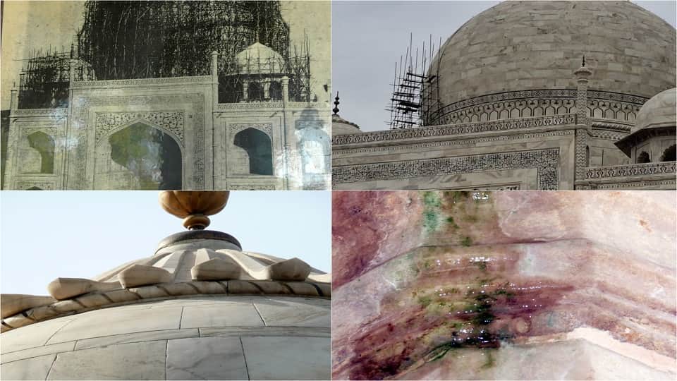 water leak from roof in main mausoleum of Taj Mahal