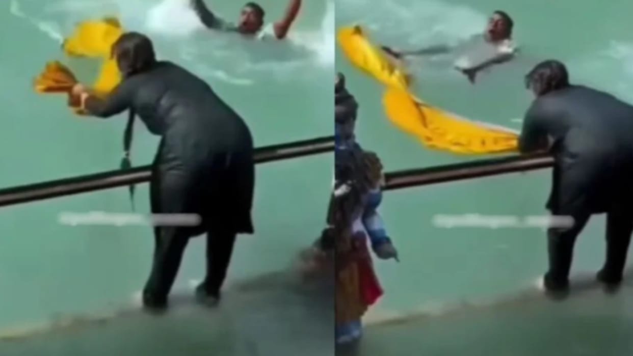 Viral Video woman saved the life of man drowning in ganga River
