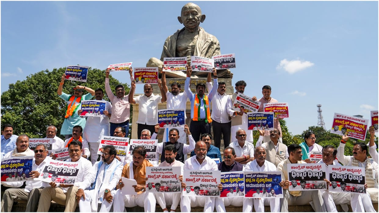 Bengaluru Stampede: BJP holds protest, seeks resignation of CM and Deputy CM over RCB stampede