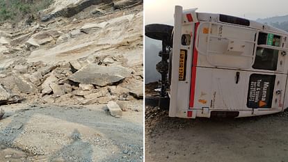 A traveller was hit by a sudden landslide at Parchhu Dhaak on Mandi Attari highway