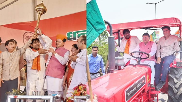 सीएम धामी की धन्यवाद रैली: चलाया टैक्टर, कहा- लिब्बरहेड़ी में महाराजा सूरजमल खेल स्टेडियम का होगा निर्माण