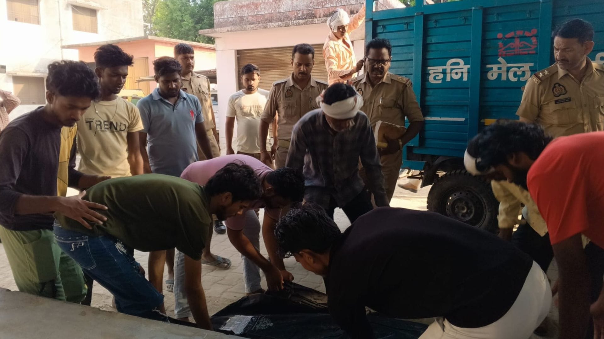 UP Accident news uncontrolled pickup crushed middle-aged man and teenager both died