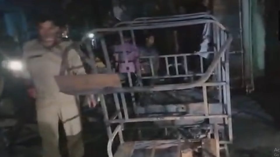 Two people died when two e-rickshaws kept for charging caught fire in Kodi Colony of Dilshad Garden.