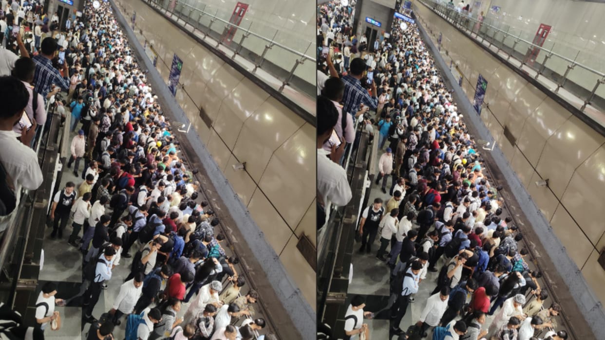 delhi metro passenger shares photo of huge crowd at hauz khas station internet says just the beginning Post