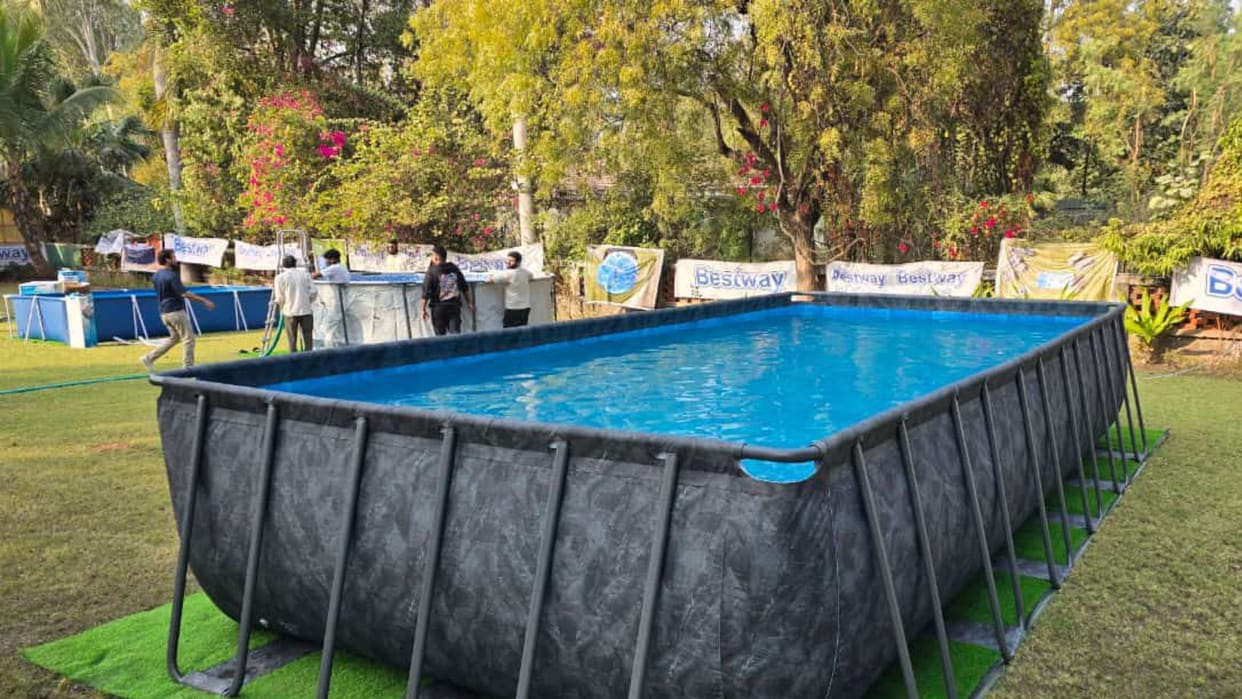 Youth will practice in 25 meter portable swimming pool in Varanasi