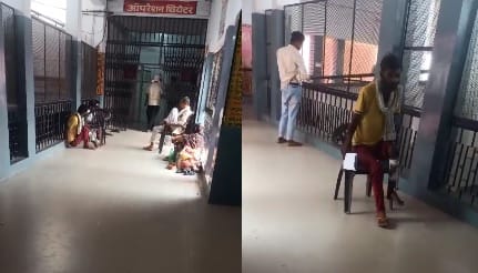 Fatehpur Injured reached OT in district hospital dragging himself with  help of chair then dressing not done