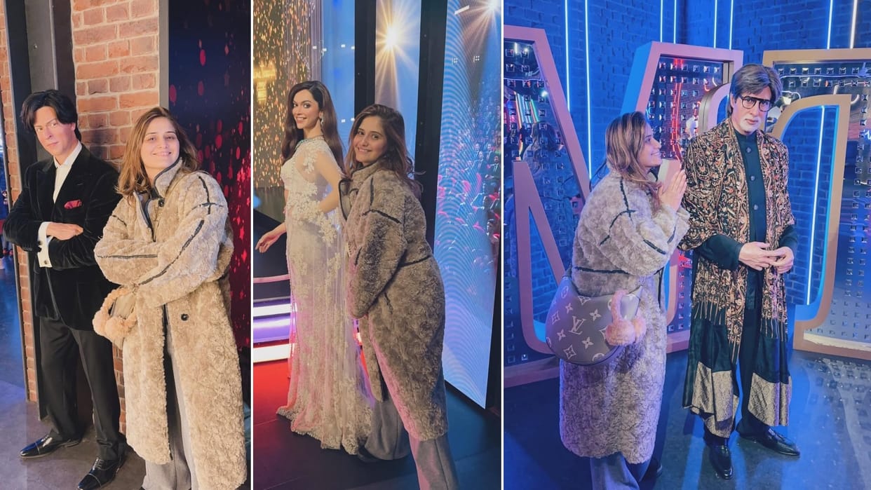 arti singh photos of madame tussaud with SRK Deepika Amitabh hrithik say Missing London and to see our legends