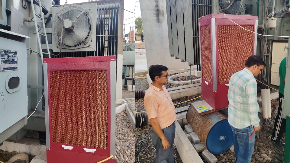 It is so hot in Chandigarh... power lines are overheated, coolers installed to keep them cool