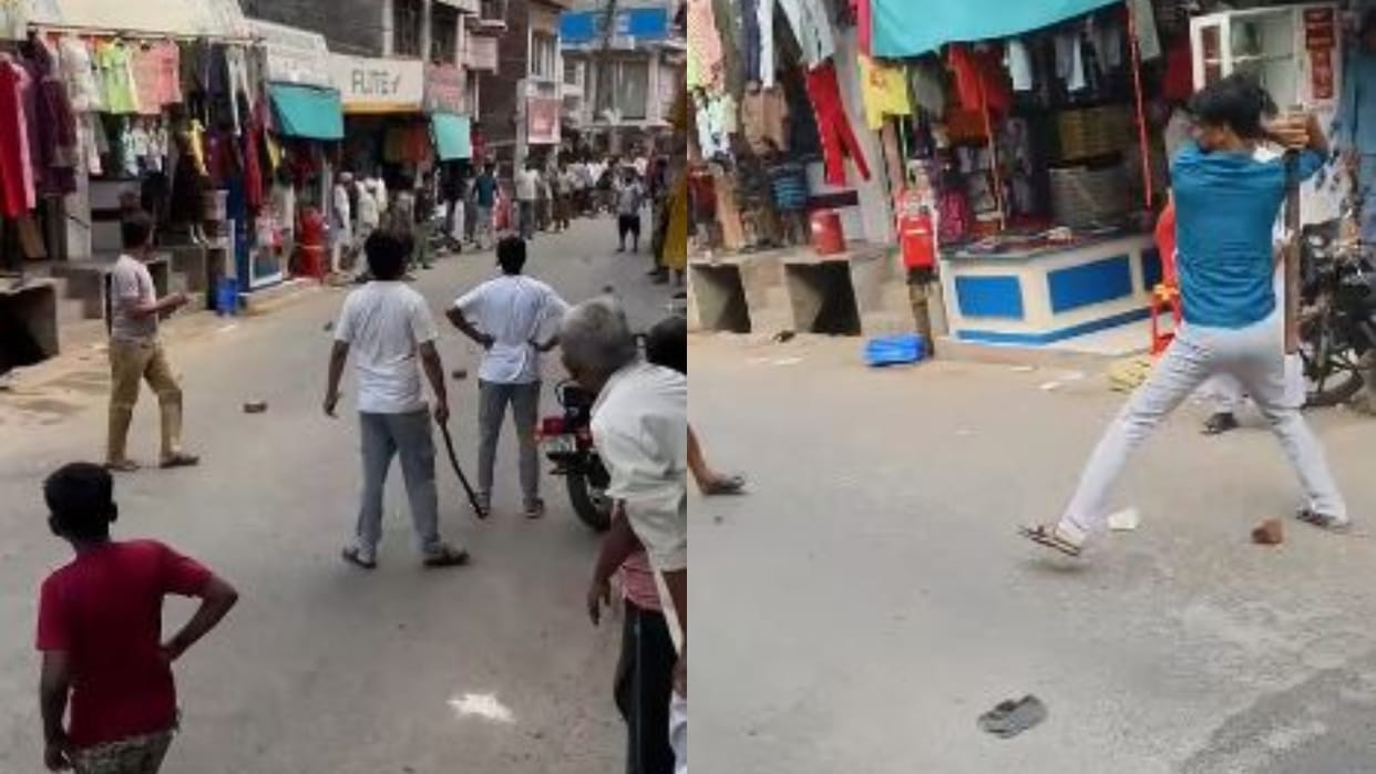 two groups creates ruckus on the road over the installation of a pillar in khutar shahjahanpur