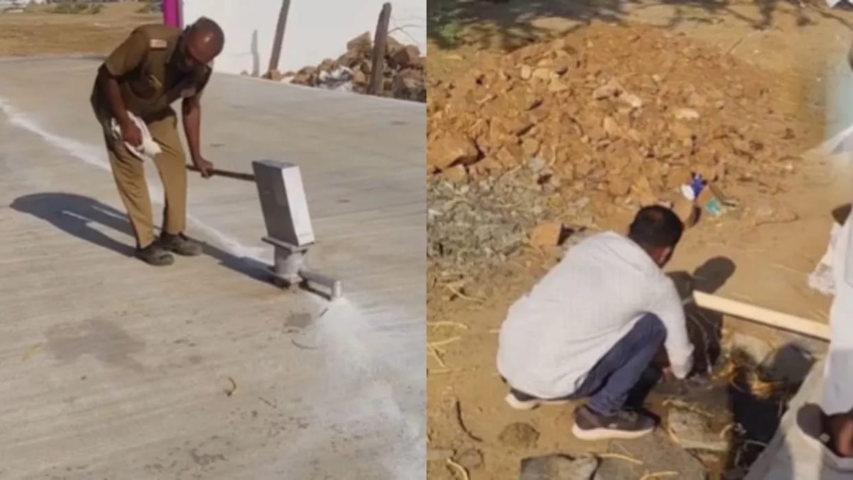 Viral Video hand pump is somewhere and water is coming out from somewhere watch jugaad video