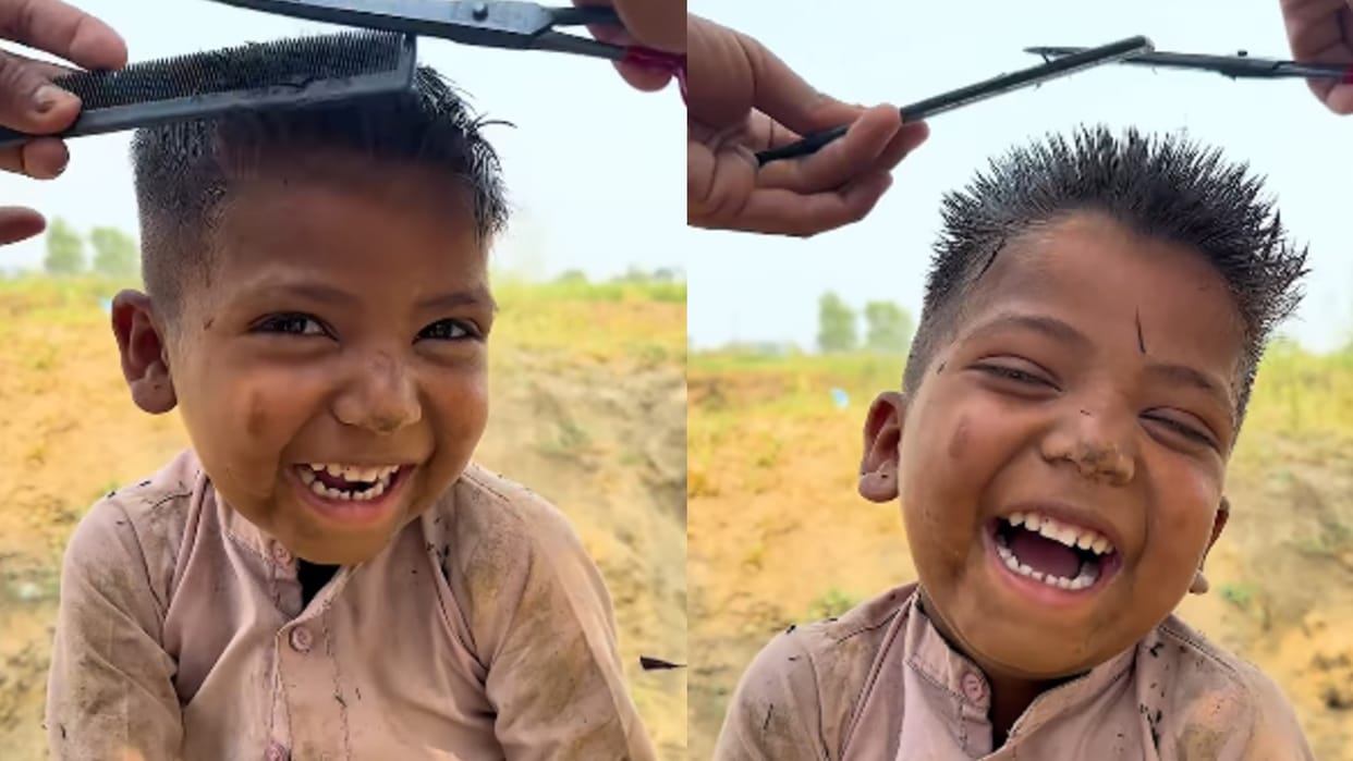Viral Video hair stylist and baby boy cute hair cut video