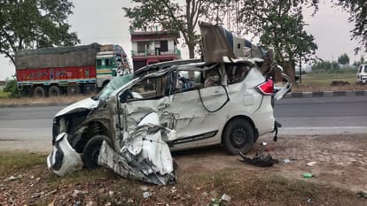 woman died and six people injured in road accident in shahjahanpur