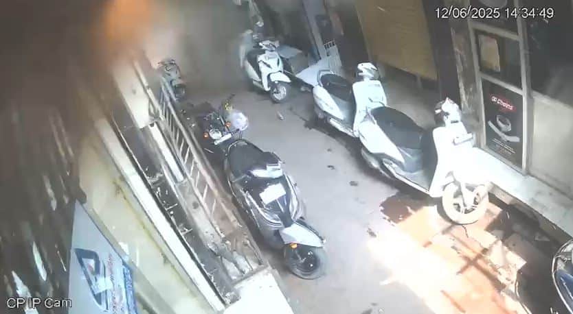 Loud explosion glass of shops and showrooms shattered people burned in fire two dead CCTV of horrifying scene
